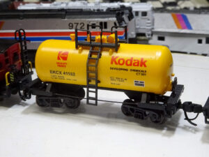 Custom painted Kodak beer can tank car